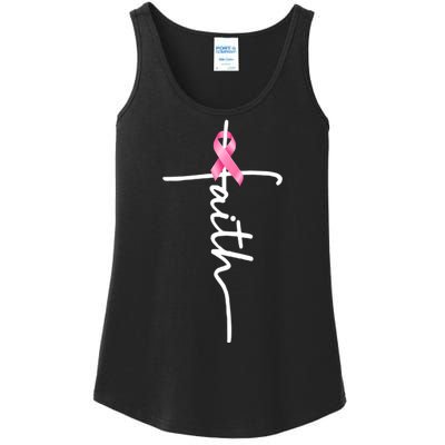 Breast Cancer Awareness Faith Cross Pink Ribbon Ladies Essential Tank