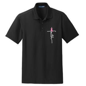 Breast Cancer Awareness Faith Cross Pink Ribbon Dry Zone Grid Polo