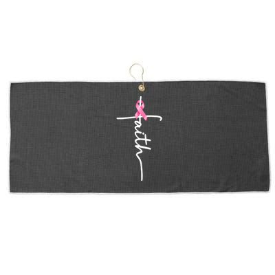 Breast Cancer Awareness Faith Cross Pink Ribbon Large Microfiber Waffle Golf Towel