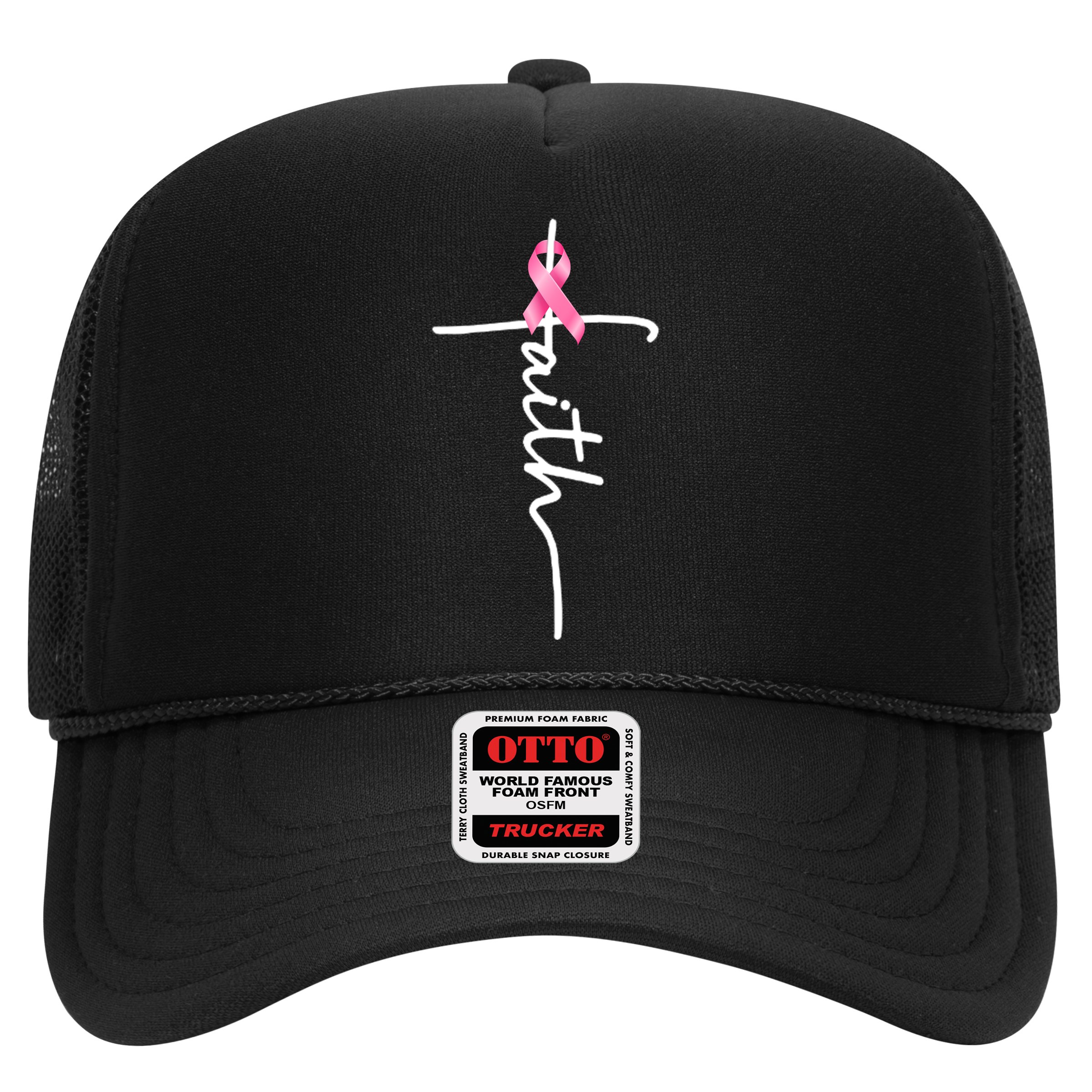 Breast Cancer Awareness Faith Cross Pink Ribbon Hat