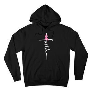 Breast Cancer Awareness Faith Cross Pink Ribbon Tall Hoodie