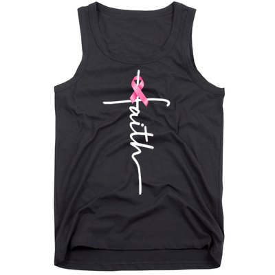 Breast Cancer Awareness Faith Cross Pink Ribbon Tank Top