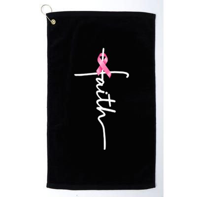 Breast Cancer Awareness Faith Cross Pink Ribbon Platinum Collection Golf Towel