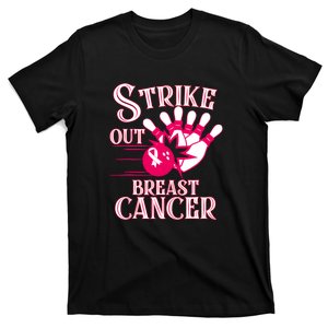 Breast Cancer Awareness Bowling Strike Out Pink Ribbon Gift T-Shirt