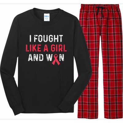 Breast Cancer Awareness I Fought Like A Girl And Won Long Sleeve Pajama Set