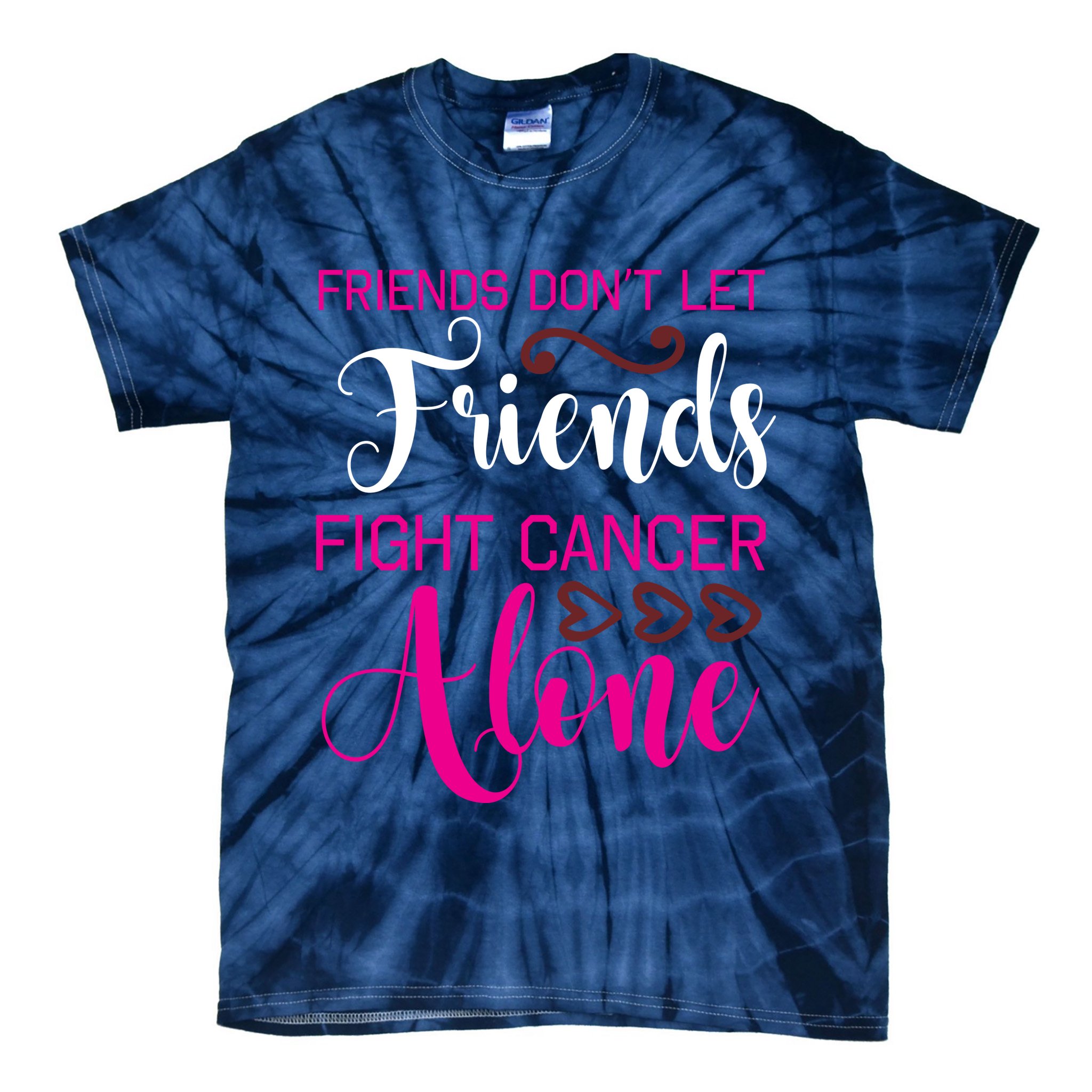 Breast Cancer Awareness Friends Don't Let Friends Fight Cancer Alone Tie-Dye T-Shirt