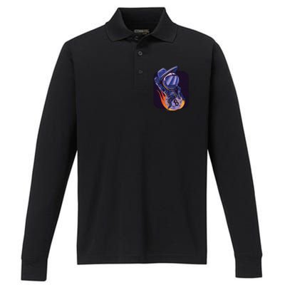 Bitcoin Cowboy Astronaut Performance Long Sleeve Polo