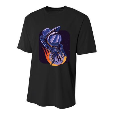 Bitcoin Cowboy Astronaut Youth Performance Sprint T-Shirt