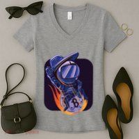 Bitcoin Cowboy Astronaut Women's V-Neck T-Shirt