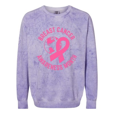 Breast Cancer Awareness Month Day Pink Ribbon Gift Colorblast Crewneck Sweatshirt