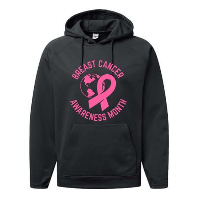 Breast Cancer Awareness Month Day Pink Ribbon Gift Performance Fleece Hoodie