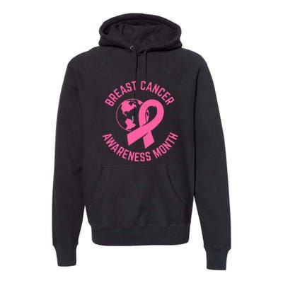 Breast Cancer Awareness Month Day Pink Ribbon Gift Premium Hoodie