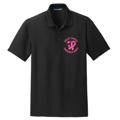 Breast Cancer Awareness Month Day Pink Ribbon Gift Dry Zone Grid Polo