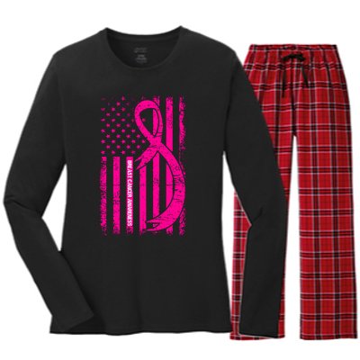 Breast Cancer Awareness T Women's Long Sleeve Flannel Pajama Set 