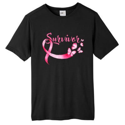 Breast Cancer Awareness Pink Butterflies Ribbon Survivor Tall Fusion ChromaSoft Performance T-Shirt