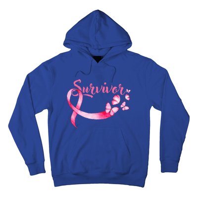 Breast Cancer Awareness Pink Butterflies Ribbon Survivor Hoodie