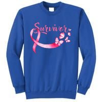 Breast Cancer Awareness Pink Butterflies Ribbon Survivor Sweatshirt