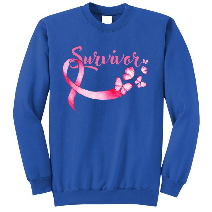 Breast Cancer Awareness Pink Butterflies Ribbon Survivor Sweatshirt