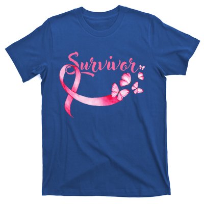 Breast Cancer Awareness Pink Butterflies Ribbon Survivor T-Shirt