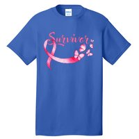 Breast Cancer Awareness Pink Butterflies Ribbon Survivor Tall T-Shirt