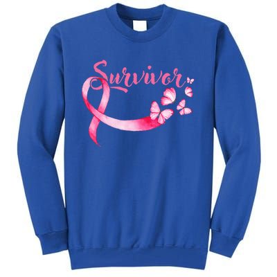 Breast Cancer Awareness Pink Butterflies Ribbon Survivor Tall Sweatshirt