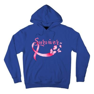 Breast Cancer Awareness Pink Butterflies Ribbon Survivor Tall Hoodie