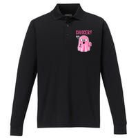 Breast Cancer Awareness October Pink Halloween Cute Boo Gift Performance Long Sleeve Polo