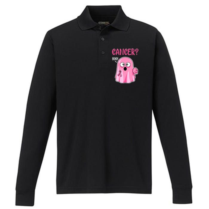 Breast Cancer Awareness October Pink Halloween Cute Boo Gift Performance Long Sleeve Polo