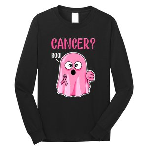 Breast Cancer Awareness October Pink Halloween Cute Boo Gift Long Sleeve Shirt