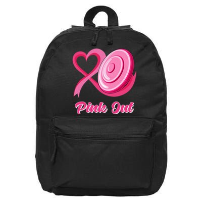 Breast Cancer Awareness Game Day Pink Disc Golf Sport Lover 16 in Basic Backpack