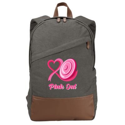 Breast Cancer Awareness Game Day Pink Disc Golf Sport Lover Cotton Canvas Backpack