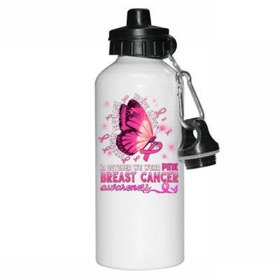 Breast Cancer Awareness In October Wear Pink Butterfly Gift Aluminum Water Bottle