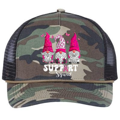 Breast Cancer Awareness For Women Gnomes Support Squad Retro Rope Trucker Hat Cap