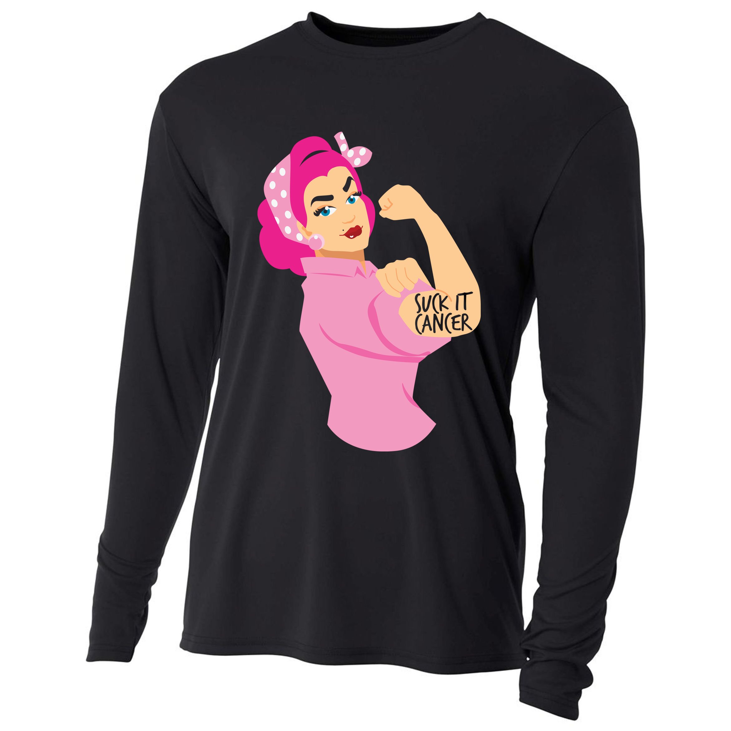 Breast Cancer Awareness Quotes Suck It Cancer Support Squad Cooling Performance Long Sleeve Crew