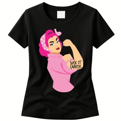 Breast Cancer Awareness Quotes Suck It Cancer Support Squad Womens T-Shirt