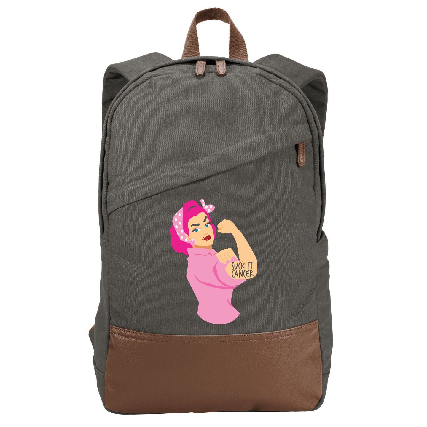 Breast Cancer Awareness Quotes Suck It Cancer Support Squad Cotton Canvas Backpack