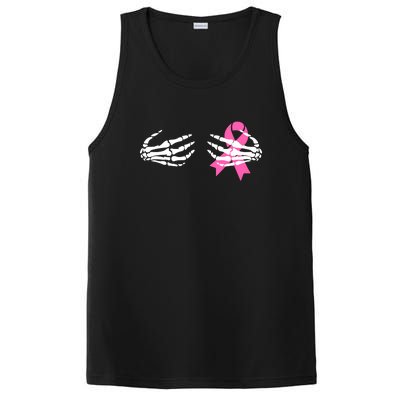 Breast Cancer Awareness Skeleton Hands Pink Ribbon Halloween Gift PosiCharge Competitor Tank