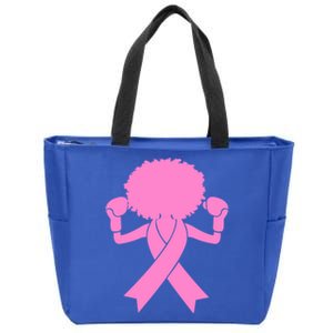 Breast Cancer Awareness Pink Afro Breast Cancer Warrior Gift Zip Tote Bag