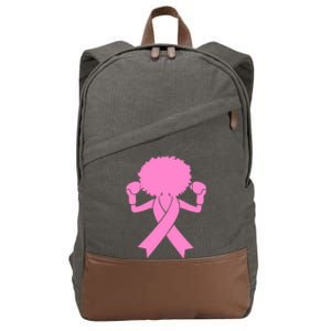 Breast Cancer Awareness Pink Afro Breast Cancer Warrior Gift Cotton Canvas Backpack