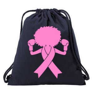 Breast Cancer Awareness Pink Afro Breast Cancer Warrior Gift Drawstring Bag