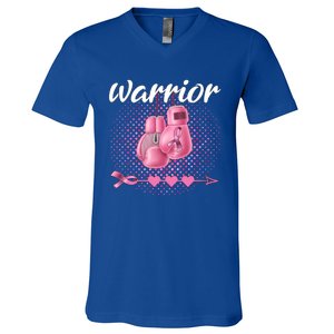 Breast Cancer Awareness Pink Boxing Gloves Warrior Cute Gift V-Neck T-Shirt