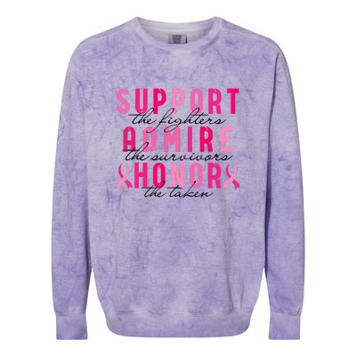 Breast Cancer Awareness Support Admire Honor Pink Ribbon Gift Colorblast Crewneck Sweatshirt