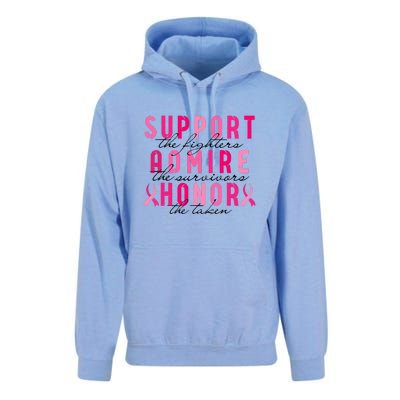 Breast Cancer Awareness Support Admire Honor Pink Ribbon Gift Unisex Surf Hoodie