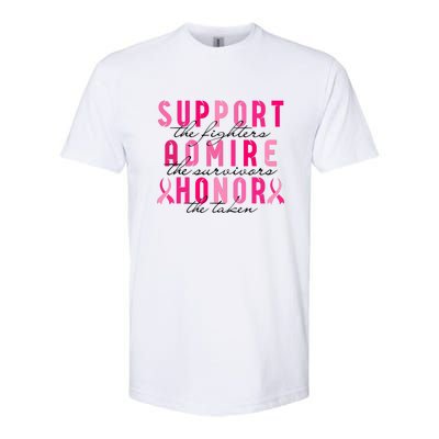 Breast Cancer Awareness Support Admire Honor Pink Ribbon Gift Softstyle CVC T-Shirt