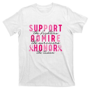 Breast Cancer Awareness Support Admire Honor Pink Ribbon Gift T-Shirt