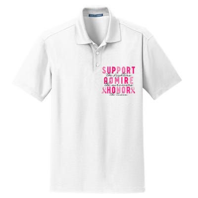 Breast Cancer Awareness Support Admire Honor Pink Ribbon Gift Dry Zone Grid Polo