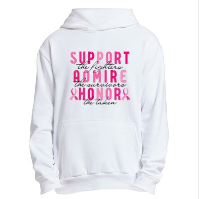 Breast Cancer Awareness Support Admire Honor Pink Ribbon Gift Urban Pullover Hoodie