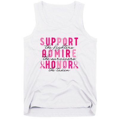 Breast Cancer Awareness Support Admire Honor Pink Ribbon Gift Tank Top