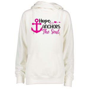 Breast Cancer Awareness Hope Anchors The Soul Womens Funnel Neck Pullover Hood