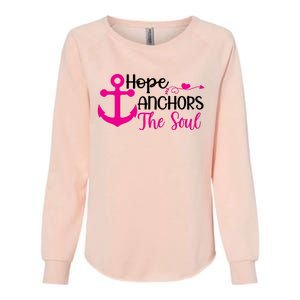 Breast Cancer Awareness Hope Anchors The Soul Womens California Wash Sweatshirt